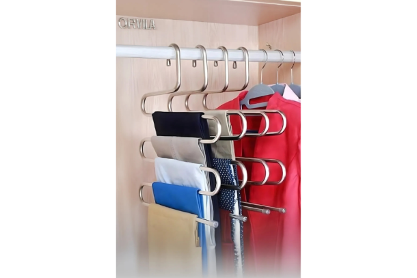 5 Bölmeli Metal Elbise Askısı - Giysi Pantalon Eşarp Fular Kıyafet Gardrop Düzenleyici Organizer